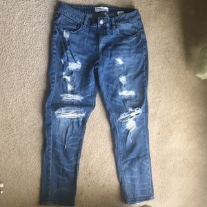 Distressed boyfriend jeans